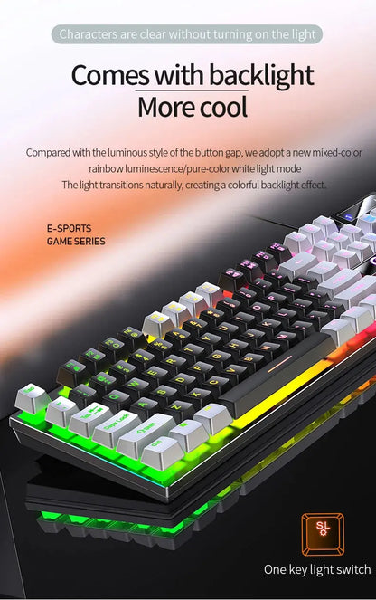 104 Keys Gaming Keyboard Wired Keyboard Color Matching Backlit Mechanical Feel Computer E-sports Peripherals for Desktop Laptop Deals 4 U  Gaming Accessories Deals 4 U