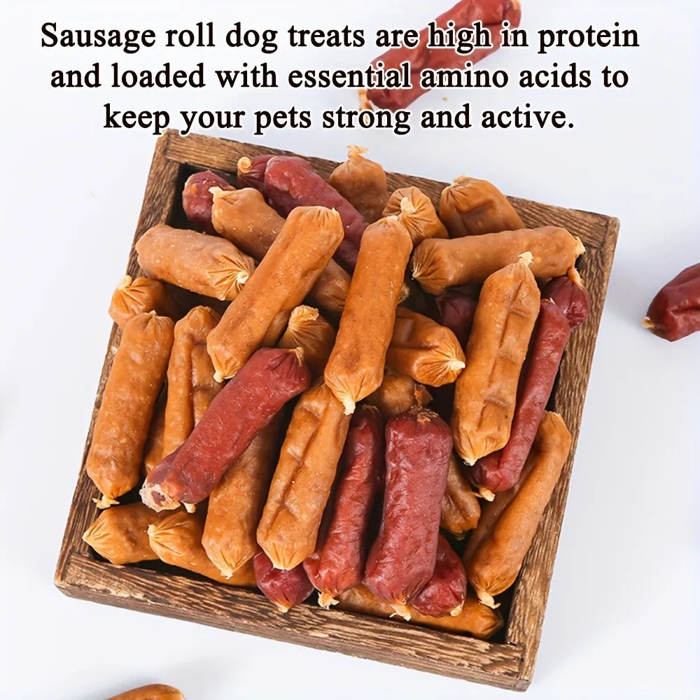 Duck And Chicken Sausages for Dogs - Treats Suitable for Small, Medium, And Large Breeds - Crafted from Fresh Meat And Nutritious, High-Protein Ingredients, Ideal for Positive Reinforcement Training Deals 4 U   Deals 4 U