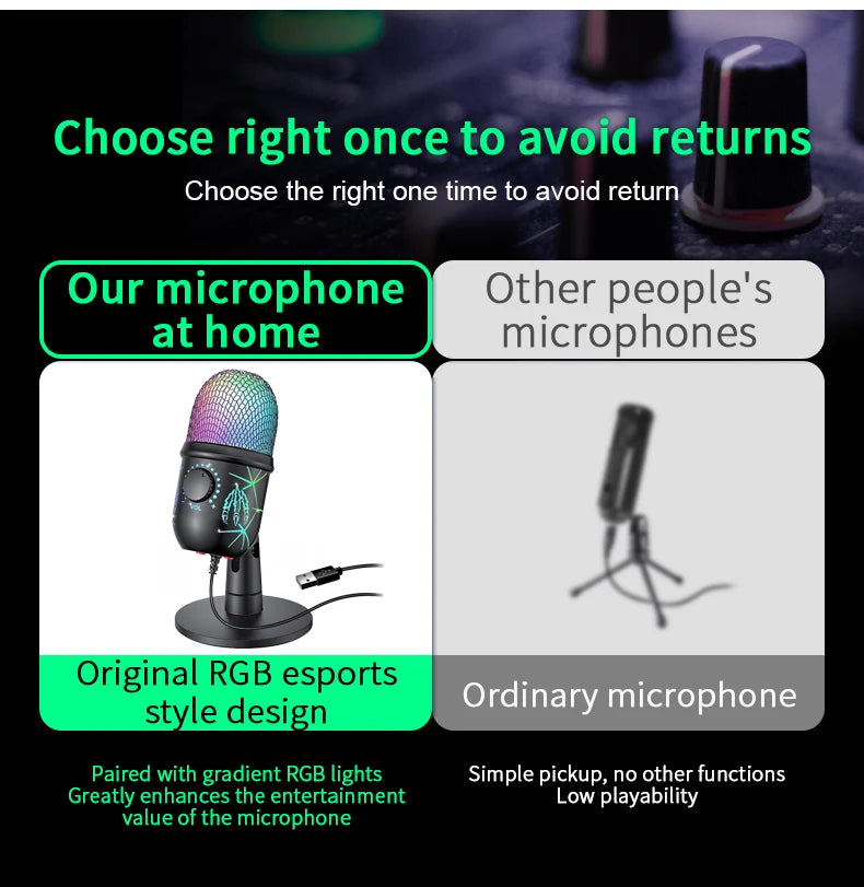 Gaming Microphone USB Microphone for PC Condenser Podcast Mic for Studio Recording with Headphone Jack, Led, Noise Cancellation Deals 4 U   Deals 4 U