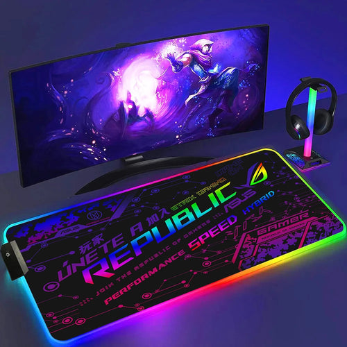 ROG ASUS Mouse Pad RGB Gamer Desk Mat Led Back Light Mousepad Setup Gaming Accessories Deskmat Big Colorful Mousepepad Backlight