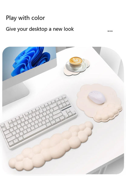 Cloud Memory Foam Wrist Rest Keyboard Mouse Pad Ergonomic Desk Mat for Office Gaming 10 Colors 3 Piece Set