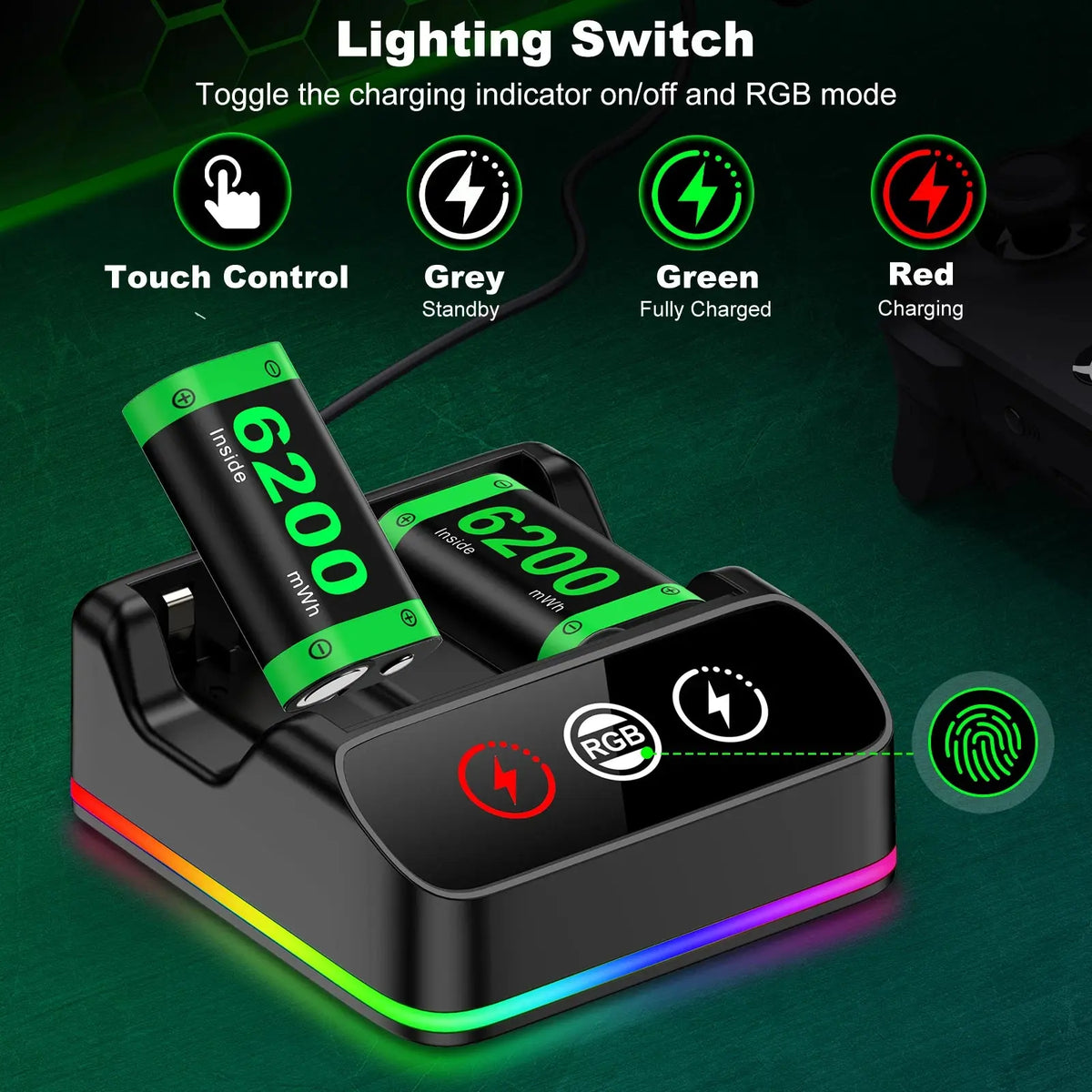 BEBONCOOL X248 2*6200 mWh Rechargable Batteries Pack For XBOX Serise S/X and XBOX ONE S/X/Elite With＆ Chaging Cable Deals 4 U  Console Accessories Deals 4 U