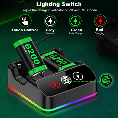BEBONCOOL X248 2*6200 mWh Rechargable Batteries Pack For XBOX Serise S/X and XBOX ONE S/X/Elite With＆ Chaging Cable Deals 4 U  Console Accessories Deals 4 U