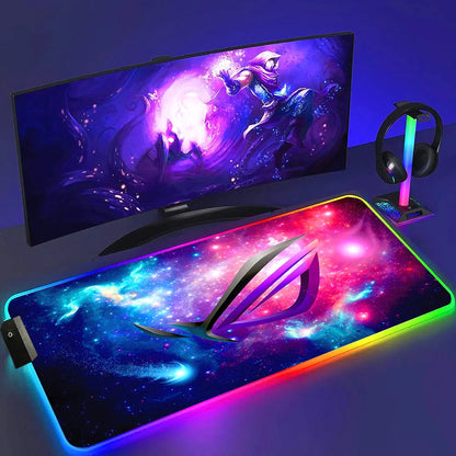 ROG ASUS Mouse Pad RGB Gamer Desk Mat Led Back Light Mousepad Setup Gaming Accessories Deskmat Big Colorful Mousepepad Backlight