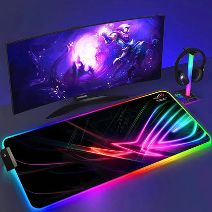 ROG ASUS Mouse Pad RGB Gamer Desk Mat Led Back Light Mousepad Setup Gaming Accessories Deskmat Big Colorful Mousepepad Backlight
