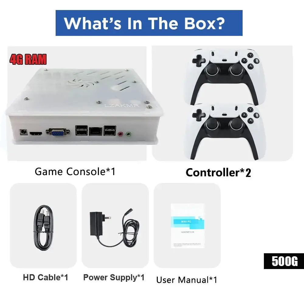 X8 Retro Game Console 4K HD 4G/8G RAM 60 Emulator 500GB Storage 70000+Classic Games For Wii PS2 DC PSP NGC XBOX Holiday Gift Deals 4 U  Gaming Accessories Deals 4 U
