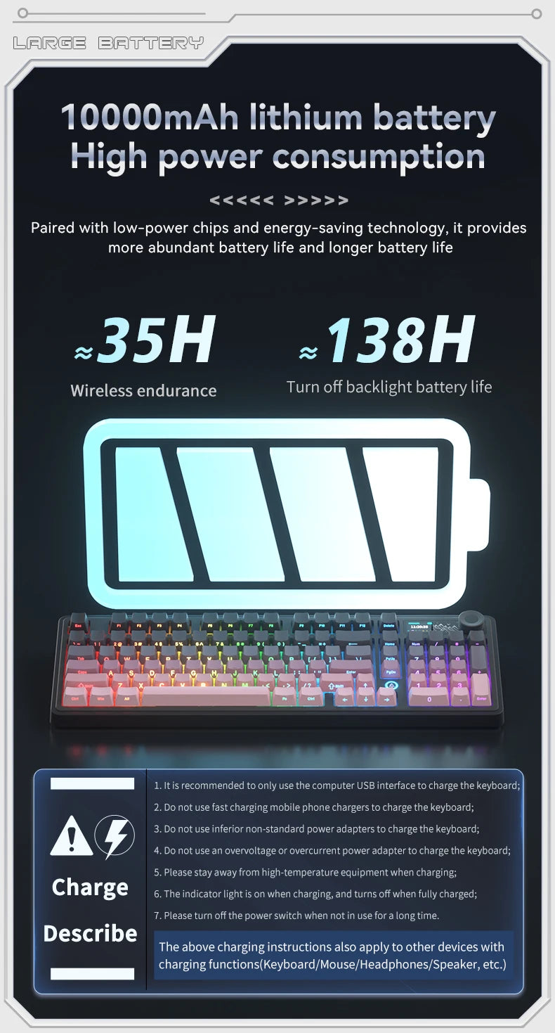 AJAZZ AK980 V2 PRO 98% Gasket Mechanical Keyboard, Hot-Swappable, 10000mAh, TFT Screen & Knob, 8K Polling Rate, RGB Backlit