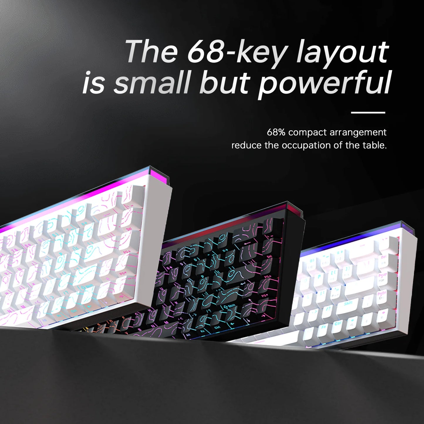 New Ajazz Nacodex Nk68 Mechanical Keyboard Terrain Keycap Rgb Light Bar 68-Key Wired Gaming Office Wired Connect Keyboard