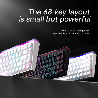 New Ajazz Nacodex Nk68 Mechanical Keyboard Terrain Keycap Rgb Light Bar 68-Key Wired Gaming Office Wired Connect Keyboard