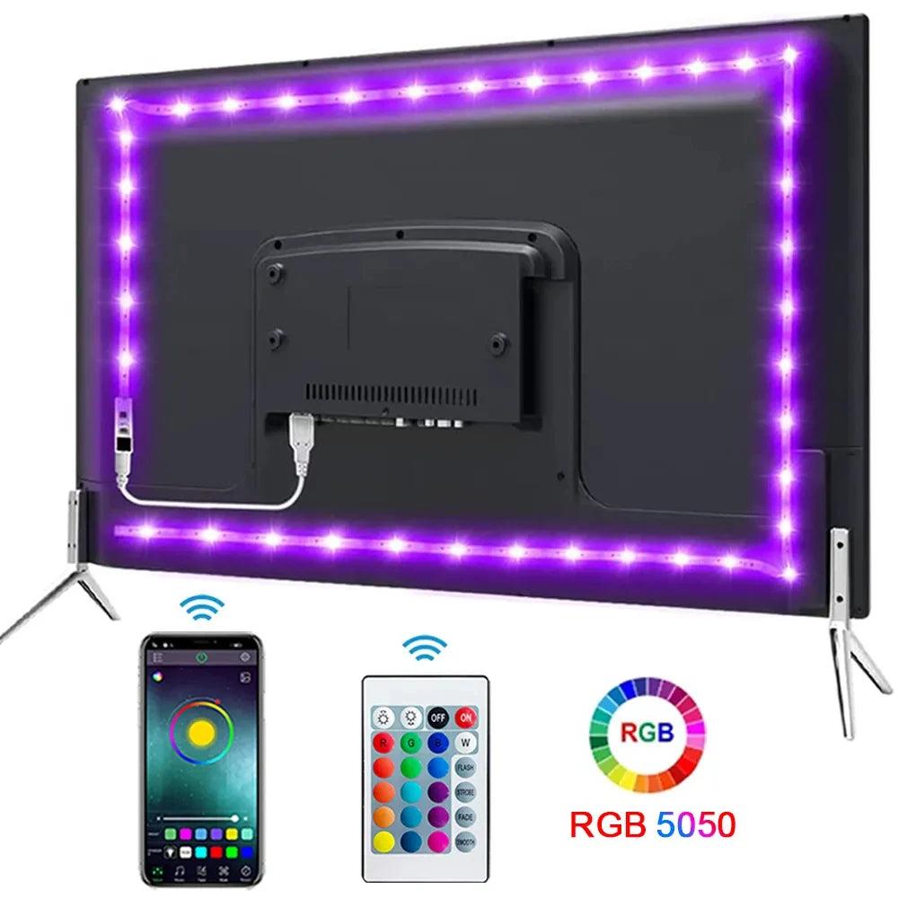 RGB LED Light Strip Lights USB 5V TV Backlight Atmosphere Lights APP Remote Control Flexible Lamp Tape Christmas Party Light Deals 4 U   Deals 4 U