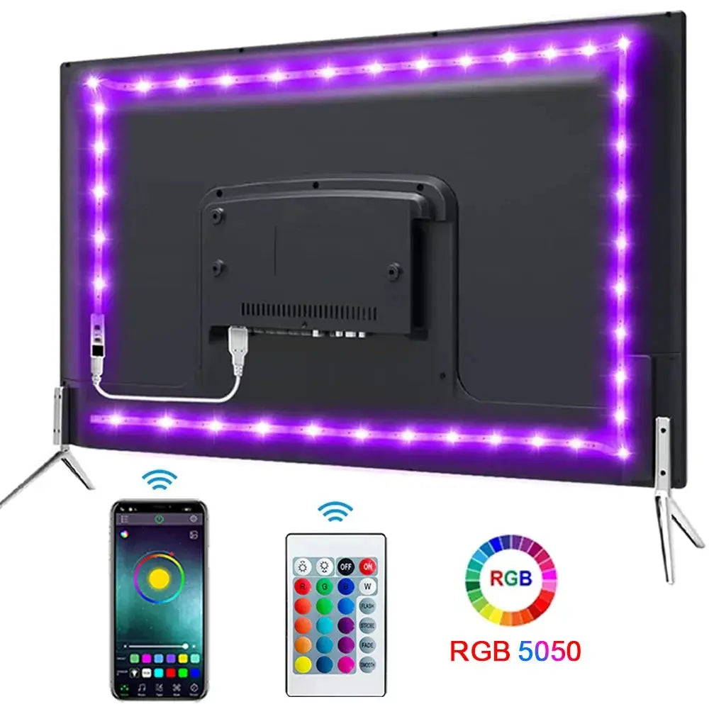 RGB LED Light Strip Lights USB 5V TV Backlight Atmosphere Lights APP Remote Control Flexible Lamp Tape Christmas Party Light Deals 4 U  RGB Hexagon Wall Lights Deals 4 U