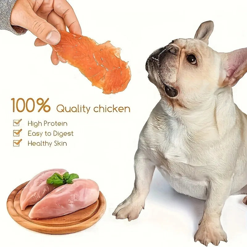 Cat And Dog Treats Chicken Jerky, Chicken Breast Slices - High Protein Healthy Snacks, Dental Chews, Training Rewards For Puppies, Kittens, Adult Dogs And Cats - Grain Free, Pet Nutrition Chewing Treats Deals 4 U   Deals 4 U