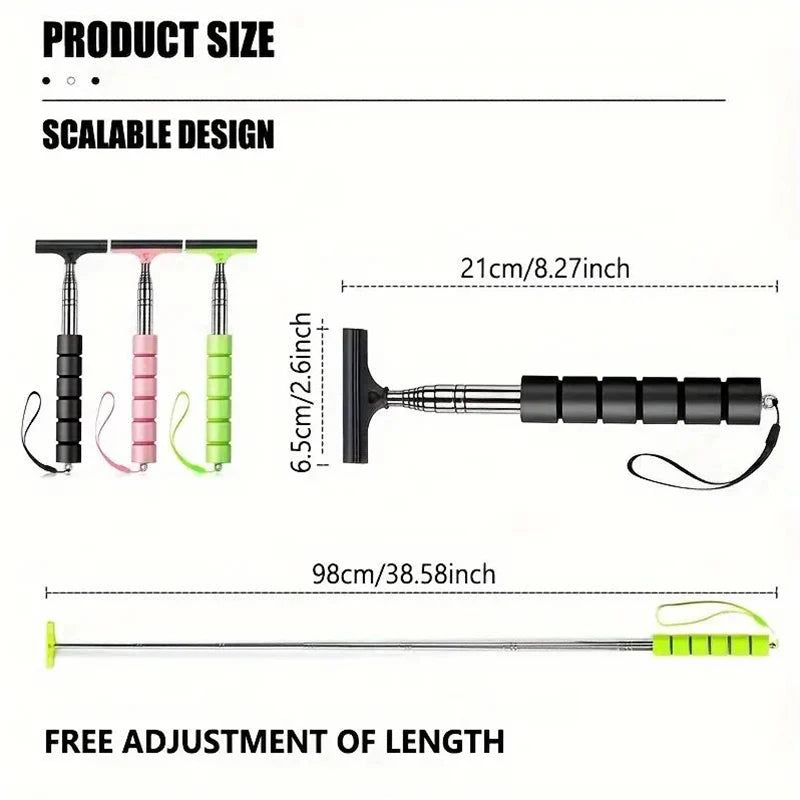 Car Rearview Mirror Wiper Telescopic Handle Car Rearview Mirror Wiper Durable Stainless Auto Glass Cleaning Tools Cleaning Brush Deals 4 U   Deals 4 U
