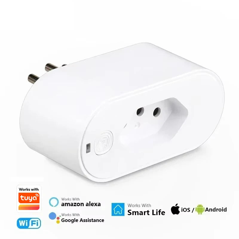 Works with Tuya 16A/20A Brazil Standard Wifi Smart Plug Socket Work with Google Home Alexa with Power Monitor APP Remote Control Deals 4 U   Deals 4 U