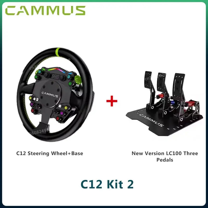 CAMMUS C12 with LC100 pedals kit C12 Direct Drive Steering Wheel Global First includes two T-shaped base flanges Deals 4 U  Gaming Accessories Deals 4 U