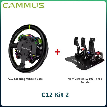 CAMMUS C12 with LC100 pedals kit C12 Direct Drive Steering Wheel Global First includes two T-shaped base flanges Deals 4 U  Gaming Accessories Deals 4 U