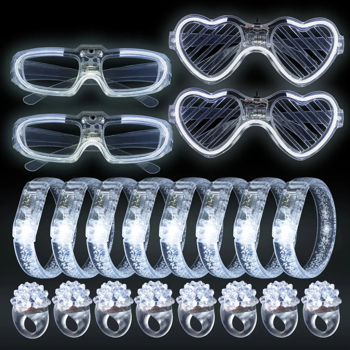 Led White Bracelets Light Up Party Favors Glow in the Dark Party Supplies Neon Sunglasses LED Rings Bracelets Wedding Decoration Deals 4 U  Gaming Accessories Deals 4 U