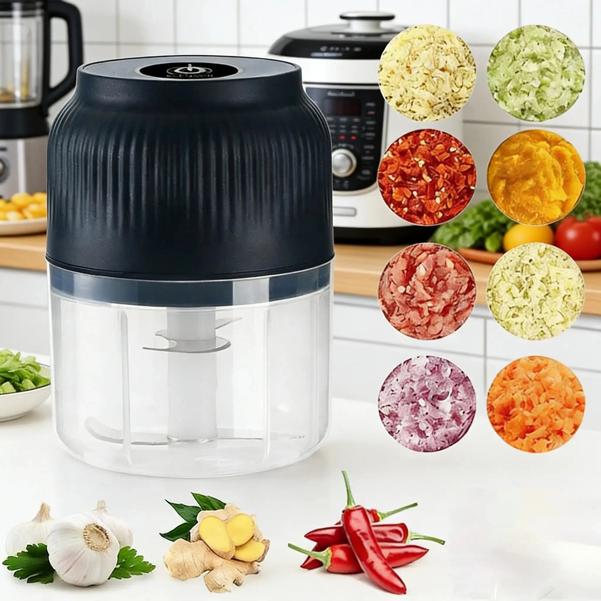 1pcs Electric Garlic Chopper, 4 Sharp Blades，Portable Veggie Chopper, 300ML Garlic Grinder Masher Onion Chopper, Blender to Vegetable, Cordless Food Processor for Ginger, Chili, Fruit, Meat, Spices, Beans, etc Deals 4 U  Smart Home Gadget Deals 4 U