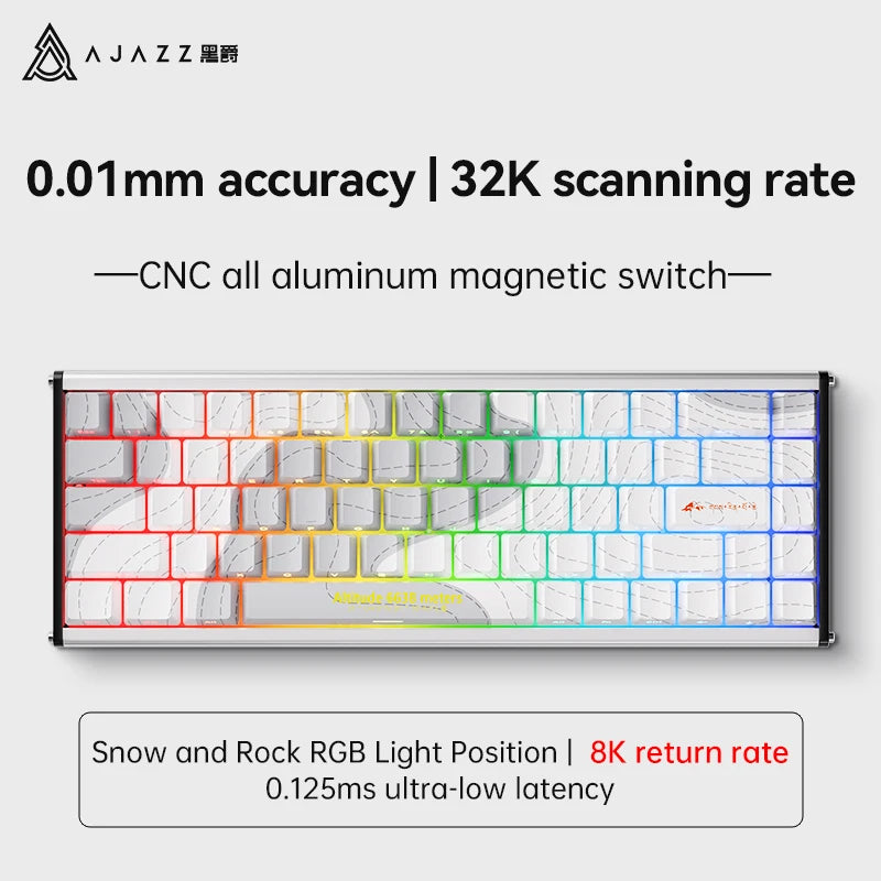 AJAZZ ALUX68 Magnetic Shaft Aluminum Alloy Esports Magnetic switch keyboard RGB hot-swappable DIY wired macro mode Hall effect