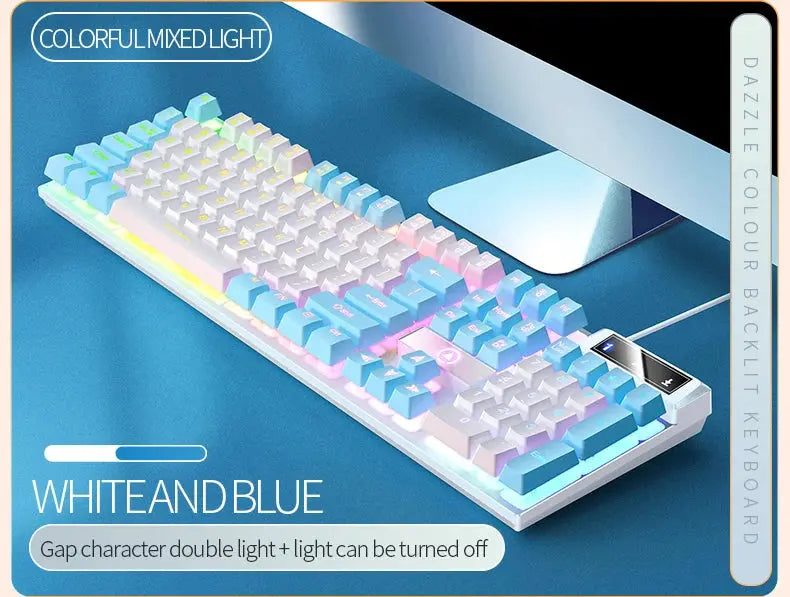 104 Keys Gaming Keyboard Wired Keyboard Color Matching Backlit Mechanical Feel Computer E-sports Peripherals for Desktop Laptop Deals 4 U  Gaming Accessories Deals 4 U