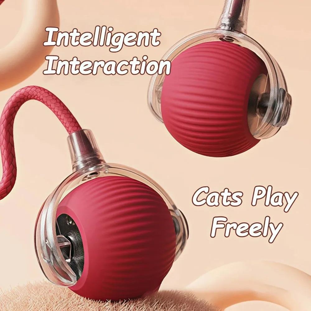 New Cat Interactive Ball Toy Automatic Rolling Ball Faux Tail Rechargeable Smart Pet Electric Toy Dog Cat Training Imitate Mouse Deals 4 U  Smart Pet Toy Deals 4 U