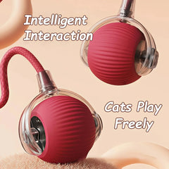 New Cat Interactive Ball Toy Automatic Rolling Ball Faux Tail Rechargeable Smart Pet Electric Toy Dog Cat Training Imitate Mouse Deals 4 U  Smart Pet Toy Deals 4 U