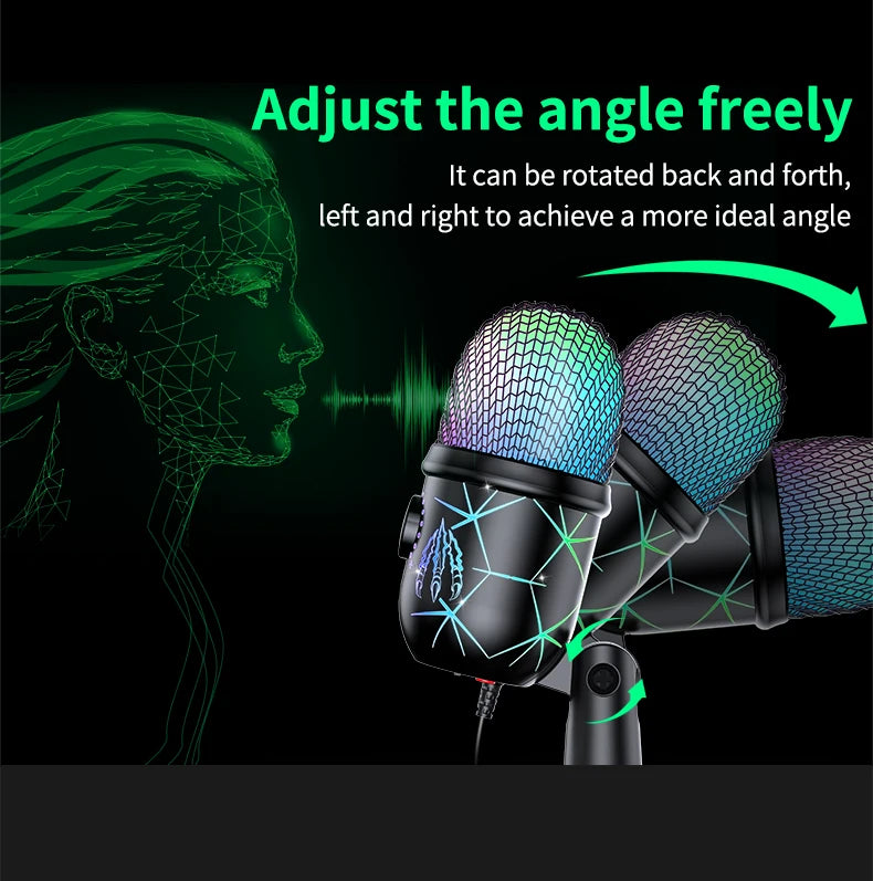 Gaming Microphone USB Microphone for PC Condenser Podcast Mic for Studio Recording with Headphone Jack, Led, Noise Cancellation Deals 4 U   Deals 4 U