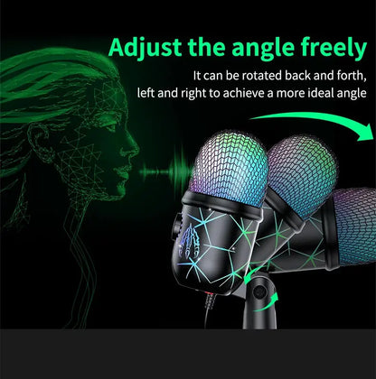 Gaming Microphone USB Microphone for PC Condenser Podcast Mic for Studio Recording with Headphone Jack, Led, Noise Cancellation Deals 4 U  Streaming Equipment Deals 4 U