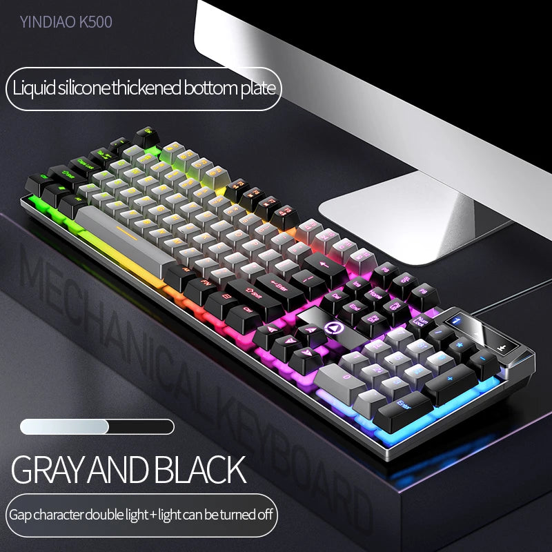 104 Keys Gaming Keyboard Wired Keyboard Color Matching Backlit Mechanical Feel Computer E-sports Peripherals for Desktop Laptop Deals 4 U   Deals 4 U