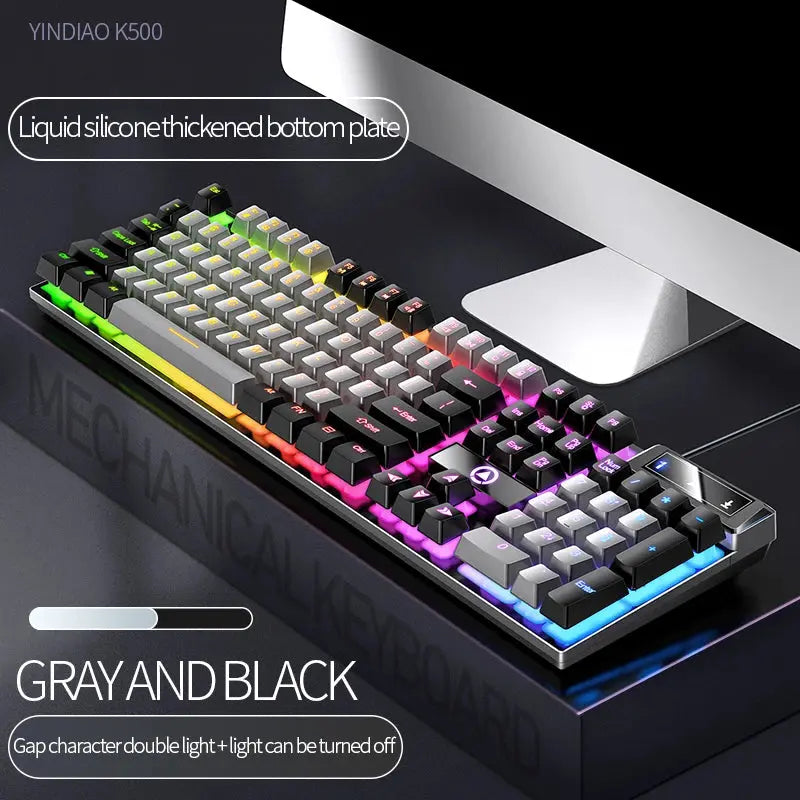 104 Keys Gaming Keyboard Wired Keyboard Color Matching Backlit Mechanical Feel Computer E-sports Peripherals for Desktop Laptop Deals 4 U  Gaming Accessories Deals 4 U