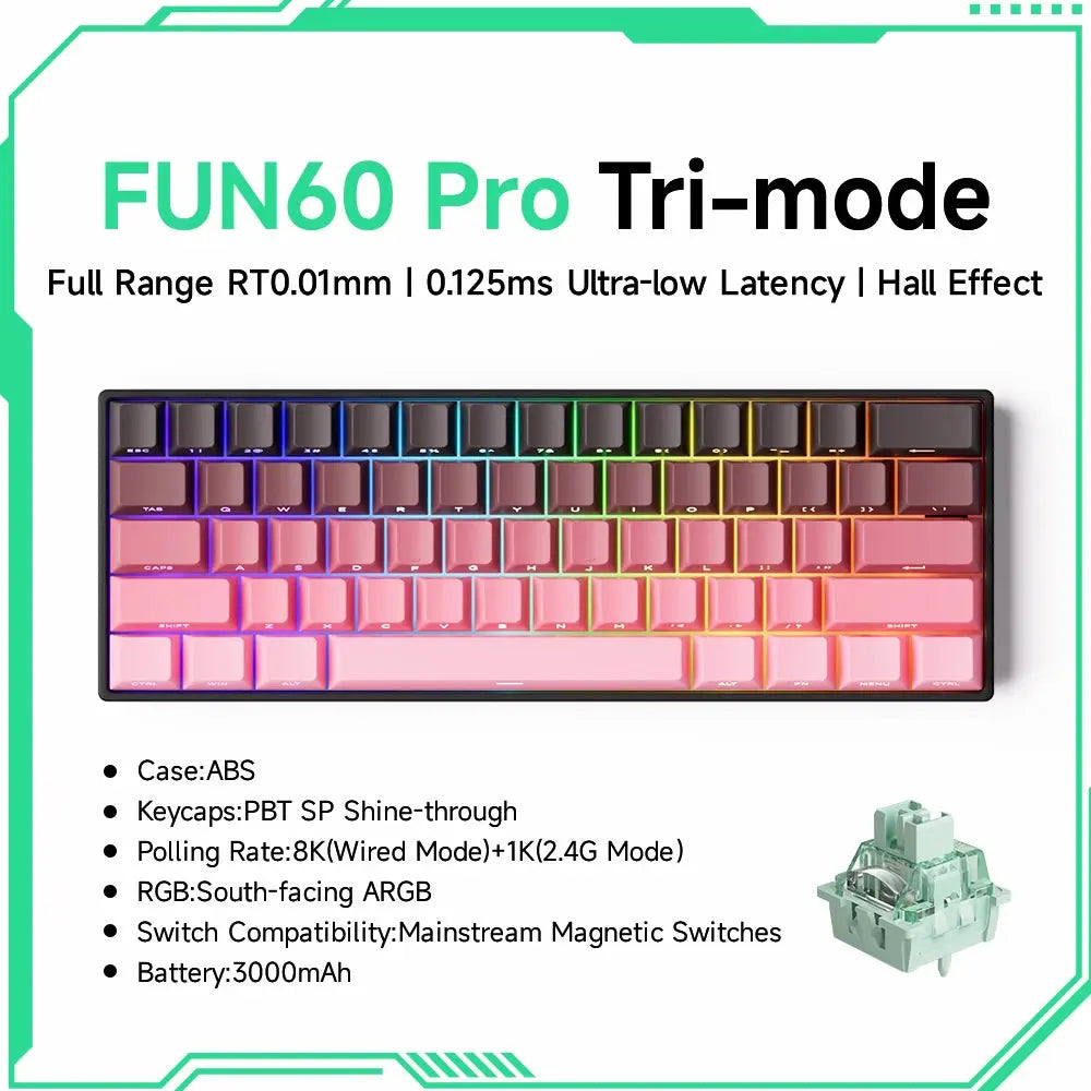 Akko MonsGeek FUN60 PRO&MAX HE Machanical Keyboard Magnetic Switch 60% Esports Gaming Keyboard Rapid Trigger 8K Custom Keyboard Deals 4 U  Gaming Accessories Deals 4 U