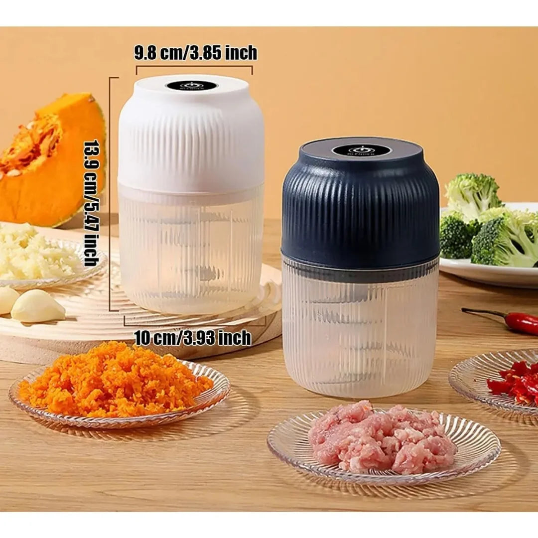 Electric Garlic Chopper,Mini Portable Veggie Cutter,Upgrade Electric Mini Garlic Chopper Set,Vegetable Chopper and Spiralizer with Container and Lid,USB Rechargeable (Blue) Deals 4 U  Smart Home gadget Deals 4 U