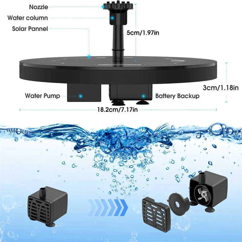 Solar Water Fountain Pool Pond Waterfall Fountain Garden Decoration Outdoor Bird Bath Solar Powered Floating Water Pump Deals 4 U   Deals 4 U