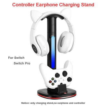 Controller Charging Station W RGB Headphone Stand Charger Holder W 2 USB Port Headset Stand for PS5/4 Xbox Series X/S  Switch