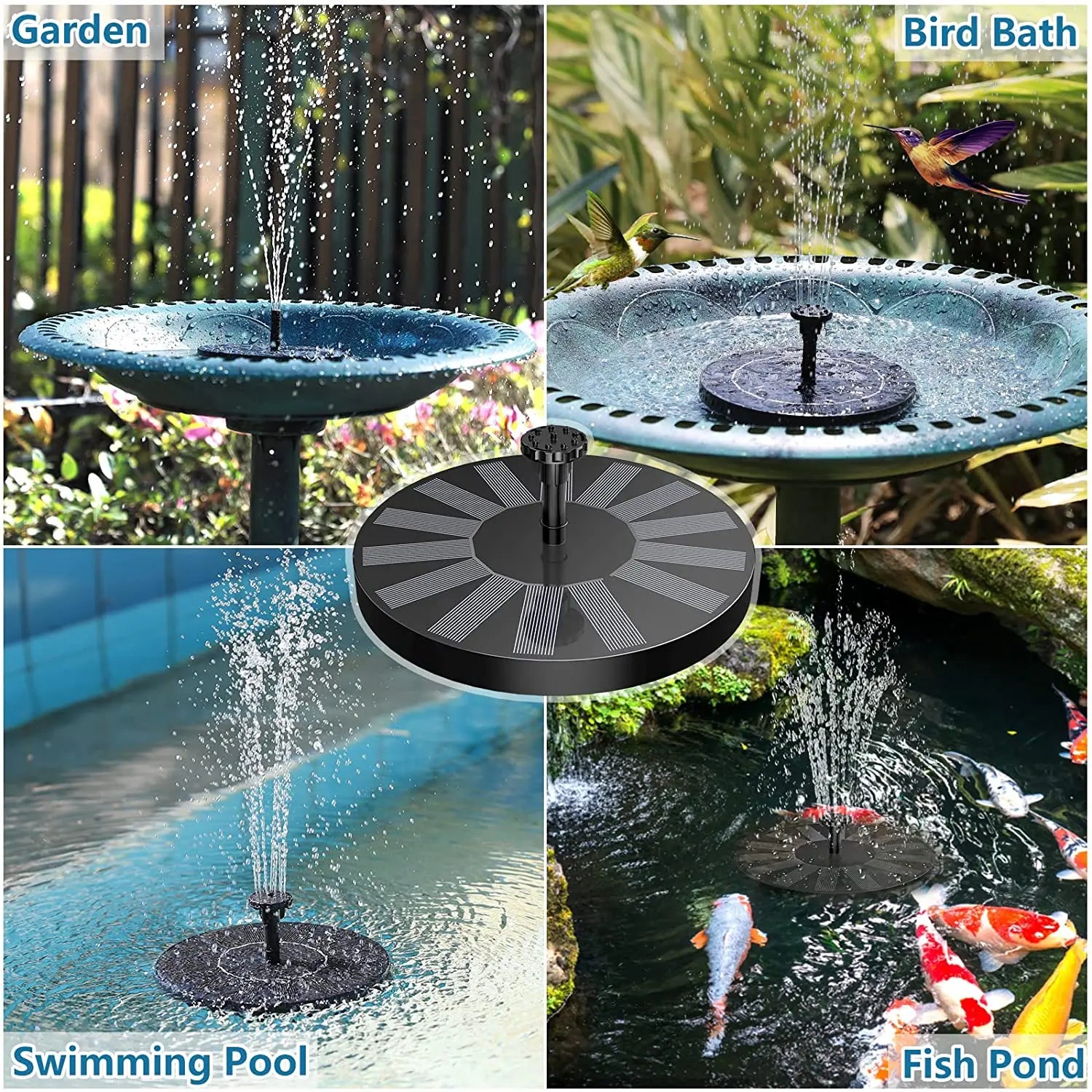 Solar Water Fountain Pool Pond Waterfall Fountain Garden Decoration Outdoor Bird Bath Solar Powered Floating Water Pump Deals 4 U   Deals 4 U