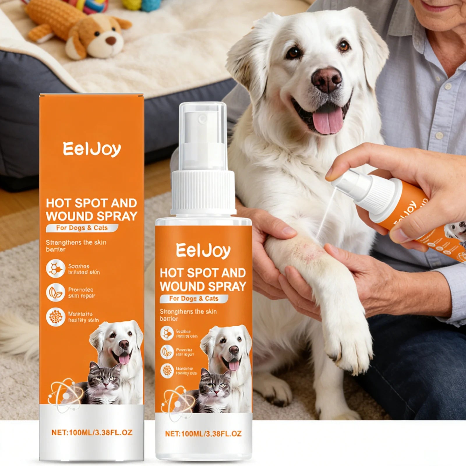 EelJoy Pet Skin Care Spray for Dog Cat Calm Redness Relieve Dryness Moisture Barrier Natural Ingredients Gentle Pet Shield Spray Deals 4 U   Deals 4 U