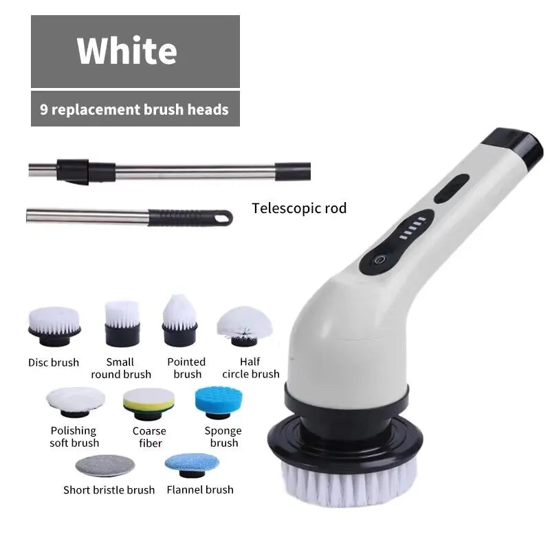 9 in 1 Electric Spin Scrubber Cordless Cleaning Brush Shower Scrubber Adjustable Extension Handle Waterproof For Tub Tile Floor Deals 4 U   Deals 4 U