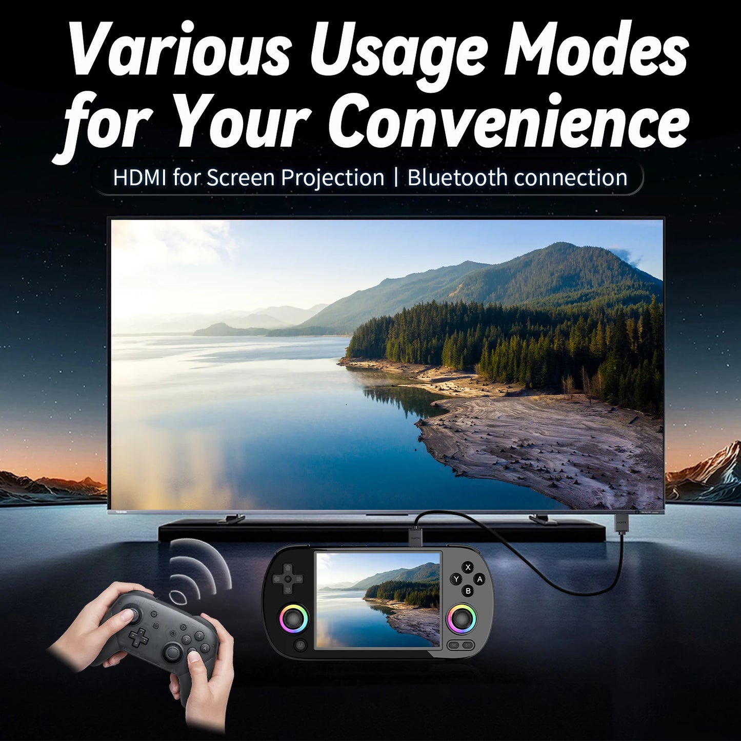 ANBERNIC RG40XX H Handheld Games Console 4.0" IPS Screen Linux 64-bit Multicolor LED Lights Retro Gaming Console Over 5000 Games