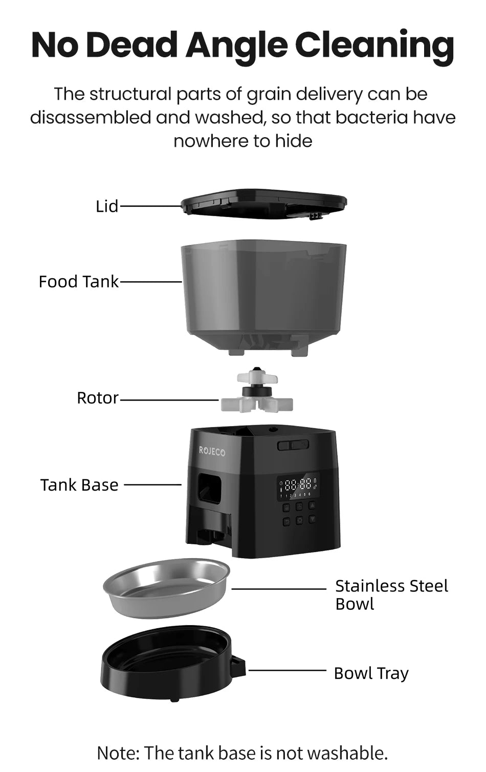 ROJECO Automatic Pet Feeder Button Version Auto Cat Food Dispenser Accessories Smart Control Pet Feeder For Cats Dog Dry Food Deals 4 U  Automatic Pet Feeder Deals 4 U