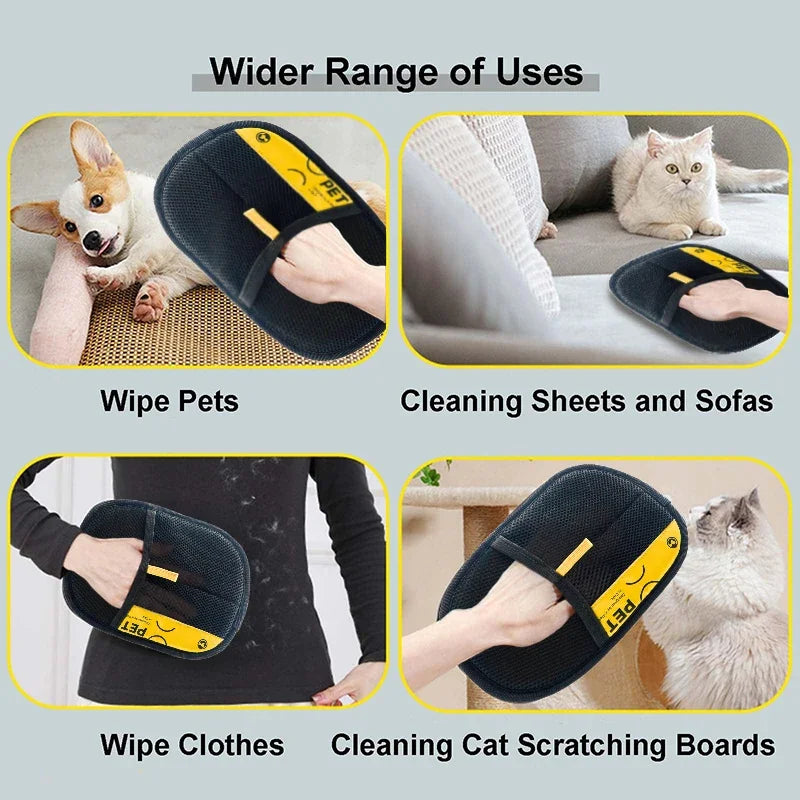Pet Hair Remover Gloves Electrostatic for Cats Dogs, Reusable Washable Grooming Glove with 2-in-1 Lint Roller Brush - Safe Non-T Deals 4 U   Deals 4 U