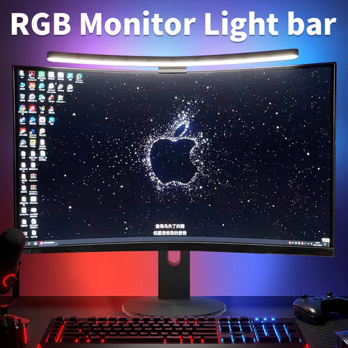 Curved LED Monitor Light Bar Rgb Computer Screen Lamp Stepless Dimming Backlight Hanging Laptops Gaming Gamer Office Lighting