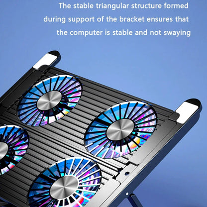 New Laptop Cooler Base Stand Foldable Laptop Cooling Pad Portable Adjustable Notebook Stand for 13-17.3 Inch with 4 Fans