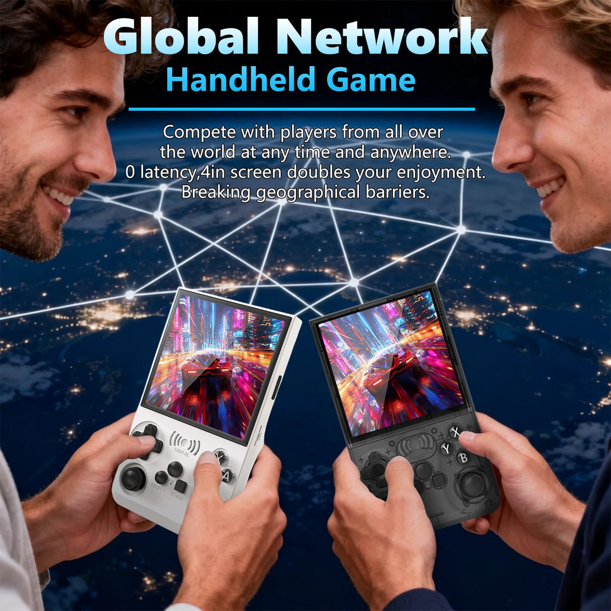 GAMINJA Retro Handheld Video Game Console WiFi 0‑lag Global Online Battle Download Games Via Official APP Retro Video Game Player Gift