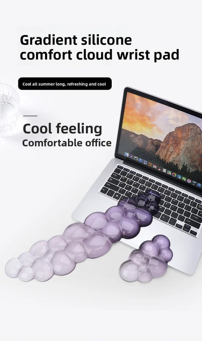 Ergonomic Cloud Silicone Wrist Rest Pad, Soft Comfort Wrist Support Cushion for Keyboard Mouse, Gaming Office Laptop PC