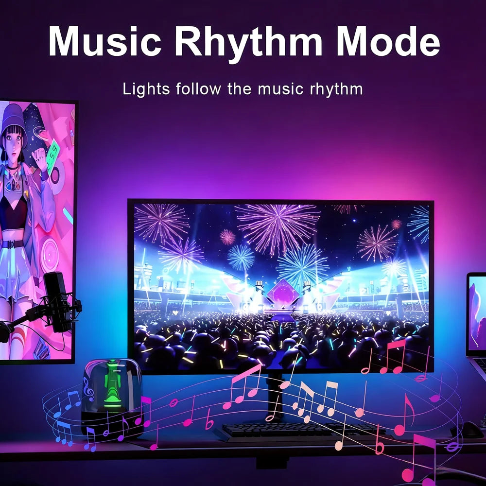 LED RGB Gaming Ambient Light Flexible Silicone Backlight Smart Desk Light Bar Eye Protection LED Lamp for Monitor Office Reading
