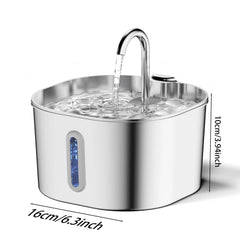 ZYFeeder 2.2L Automatic Cat Water Fountain Square Stainless Steel Pet Water Feeder Dog Water Fountain with window（No 5V 1A Plug） Deals 4 U   Deals 4 U