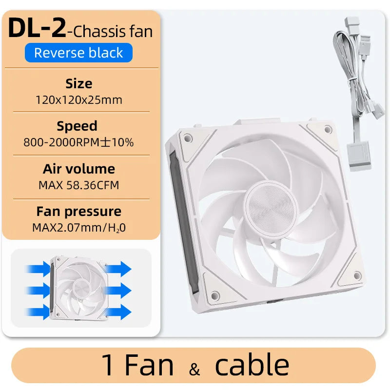 Coolcirc DL-2 120mm ARGB Cooling Fan Modular Wireless Stackable Splicing 800-2000RPM PWM Silent for Gaming PC Case Water Cooler
