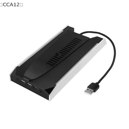 For PS5 Slim/PS5 Pro Vertical Cooling Stand Base RGB VR Headset Controller Charger Dock Station W/ 3-Speed Cooling Fan For PS5