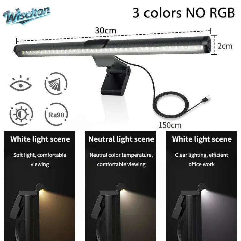 30/40cm Monitor PC Screen Light LED Dimming Learning Reading Lighting Dimmable USB Night Light Bar Touch Eye Protection Light Deals 4 U  RGB Hexagon Wall Lights Deals 4 U
