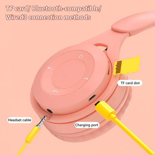 Wireless Bluetooth Headphone  Macaron Headphones Stereo Headband Gaming Headset with Mic Gamer Girl Gift for Mobile Tablet
